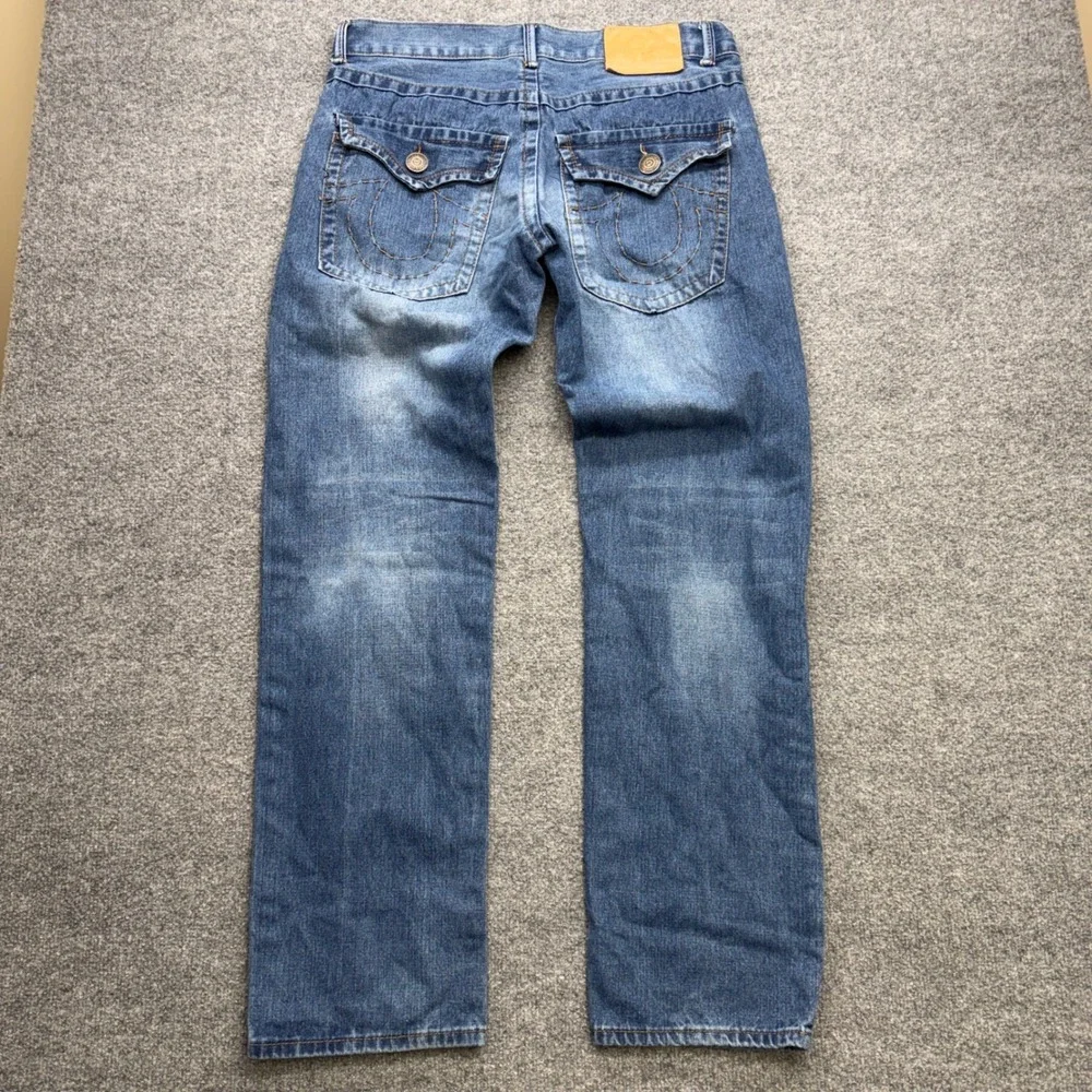True Religion Ricky Straight Leg Jeans Blue Denim Made in USA Mens 36x33